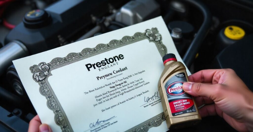 prestone coolant guarantee certificate 