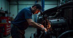 oil change on a diesel engine